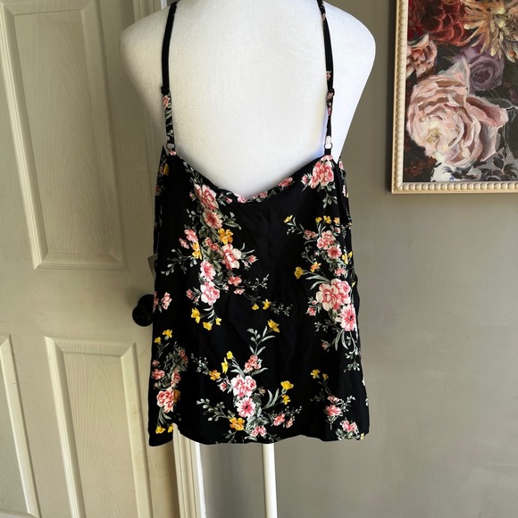 Black Floral Cami NWT Spaghetti Srraps XXL Preppy Whimsical Whimsygoth Babydoll - Picture 4 of 8